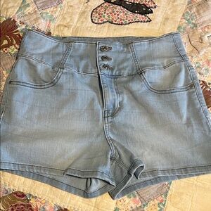 Guess High Waist Light Blue Denim Shorts